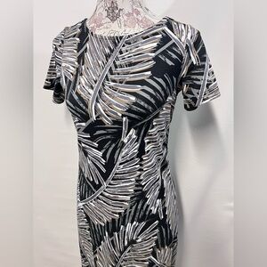 Black and gray abstract leaf print shirt dress by LEMON WAY size‎ XS.
